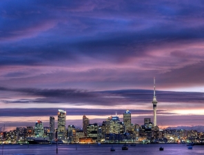 The Auckland City Skyline at night, what a view from our sailing cruise